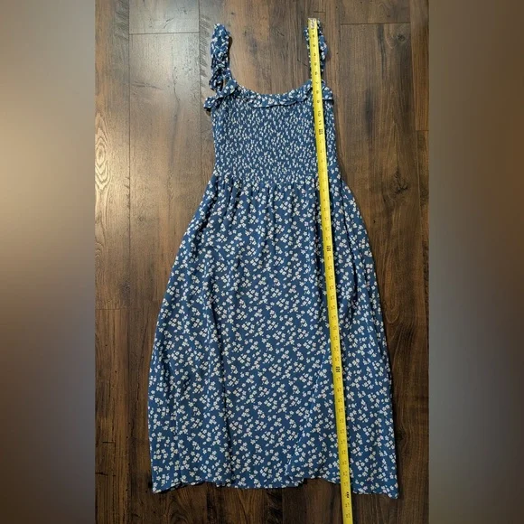 Reformation Siesta Midi Dress Blue White Floral Print Size Large
